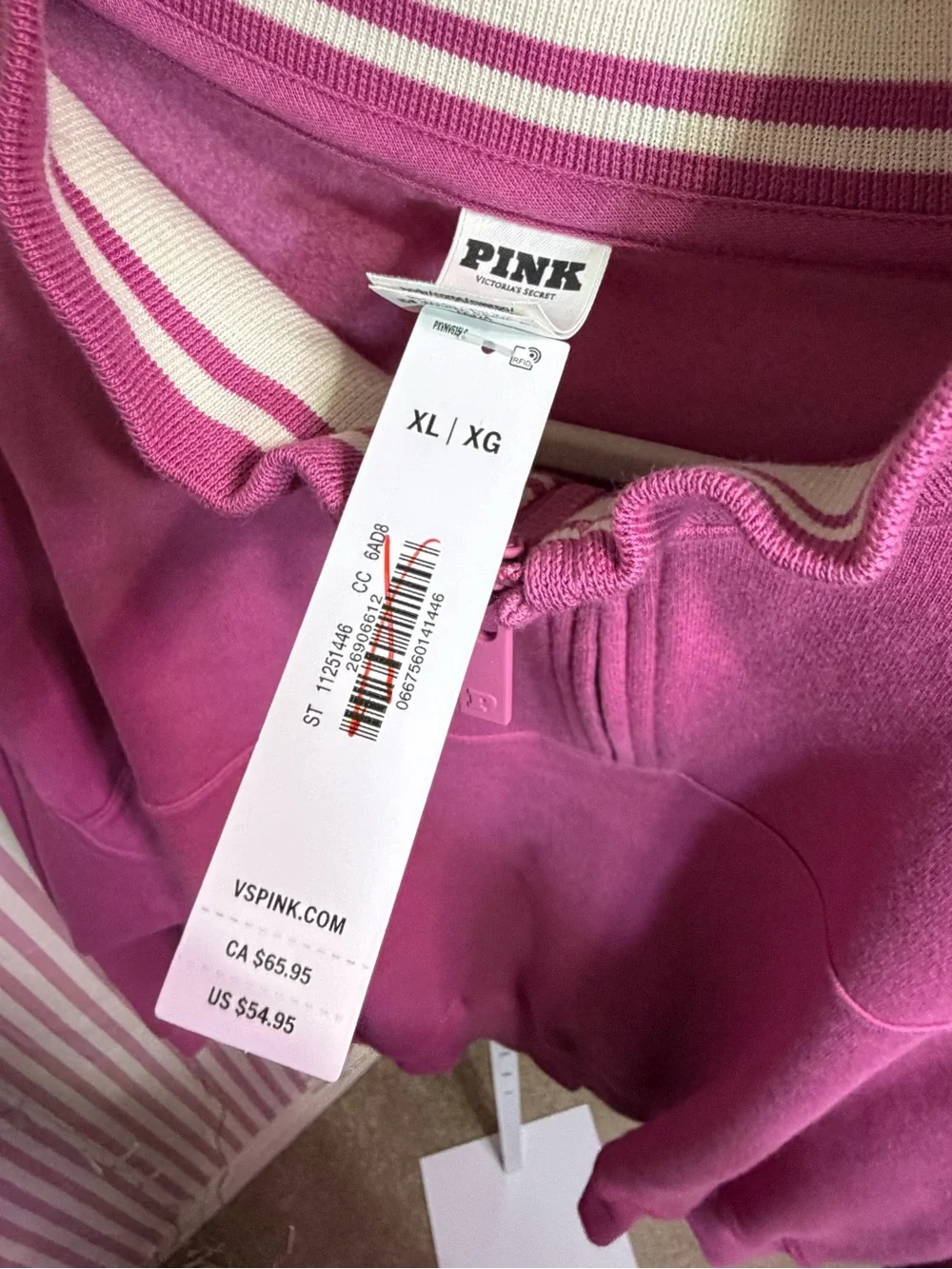 VS PINK 1/4 zip up NWT sweater XL